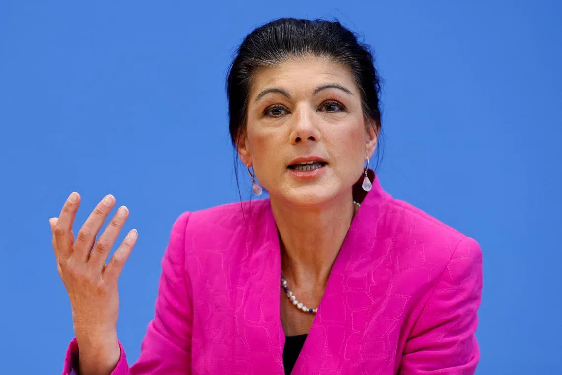 Sahra Wagenknecht, leader of Germany's Sahra Wagenknecht Alliance party (BSW), attends a press conference after the German general election in Berlin, Germany February 24, 2025. REUTERS/Wolfgang Rattay
