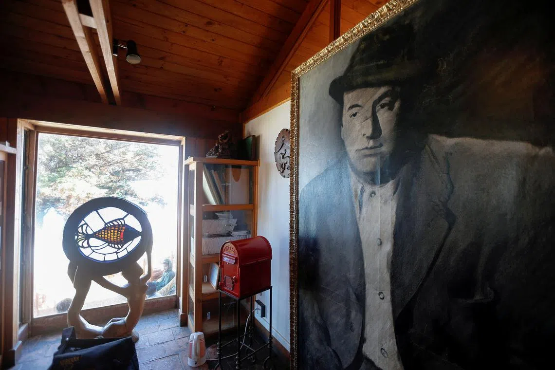 FILE PHOTO: A picture of Chilean poet and Nobel laureate Pablo Neruda is seen inside his museum house in the coastal area of Isla Negra, Chile, April 26, 2016. REUTERS/Rodrigo Garrido/File Photo