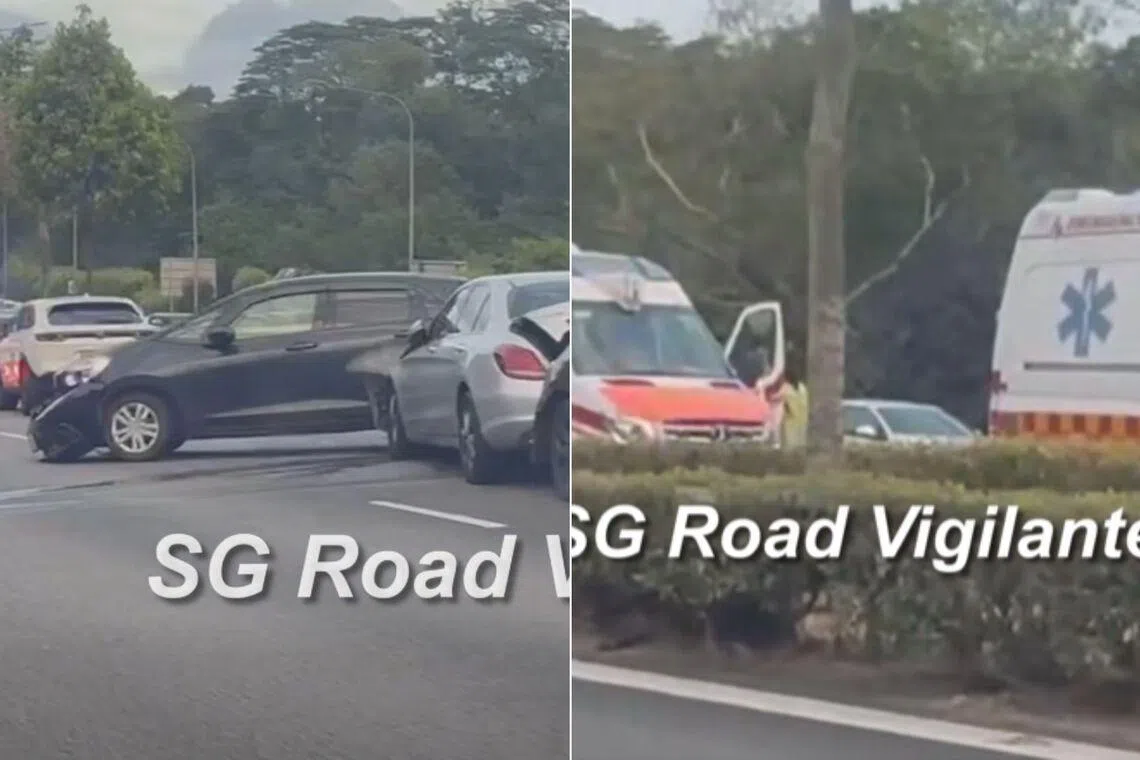 Six taken to hospital after two accidents on opposite sides of SLE near Lentor Avenue exit
