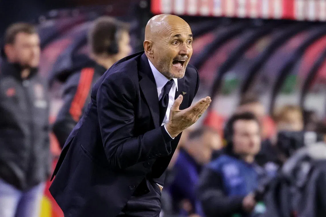 Italy coach Luciano Spalletti gestures during the 1-0 Nations League win over Belgium.