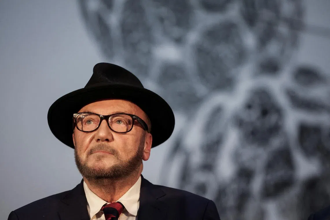 FILE PHOTO: Candidate George Galloway, leader of the Workers Party of Britain, looks on amidst vote counting during the Rochdale Parliamentary by-election, at a polling station near Manchester, Britain, March 1, 2024. REUTERS/Phil Noble/File Photo