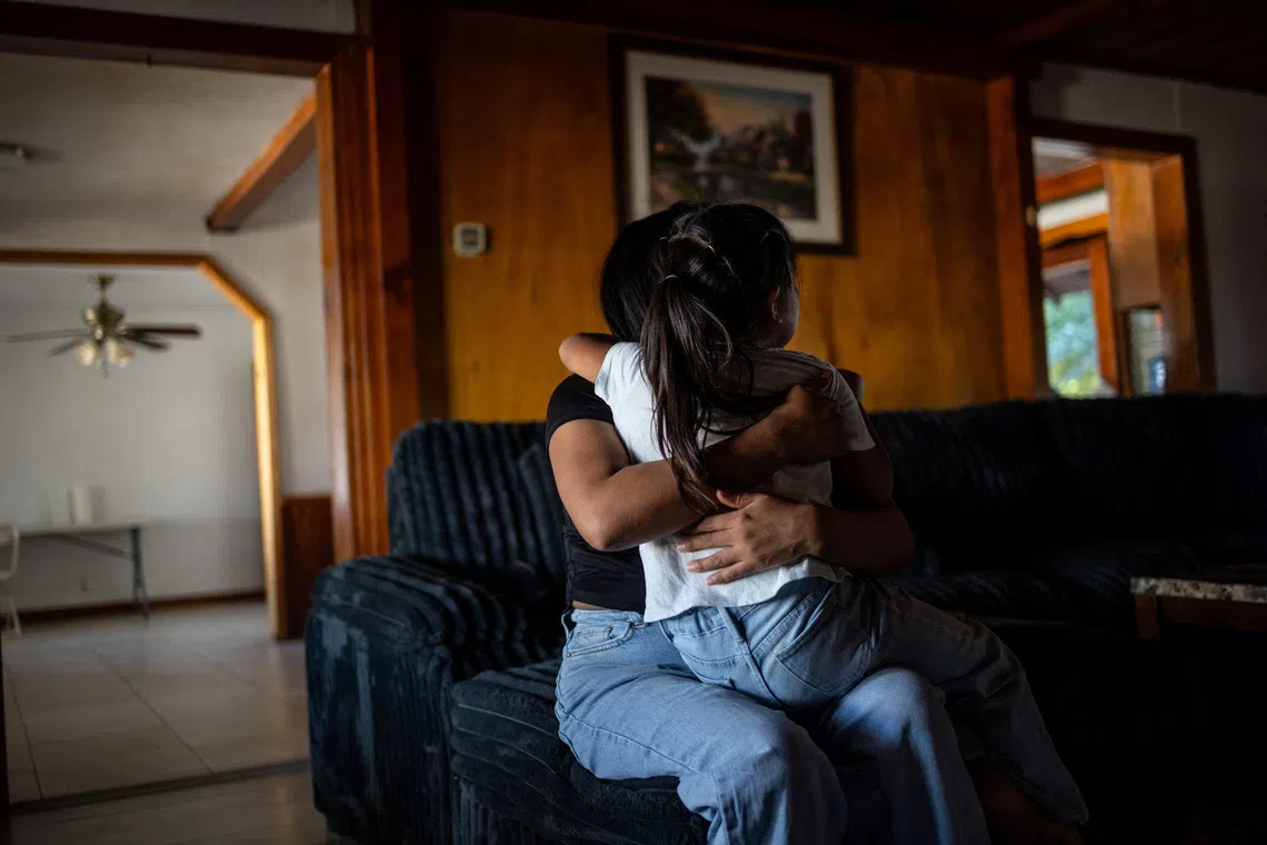 Aurora and her six-year-old daughter during an interview with Reuters in the Central Valley of California on July 23. They had been detained by the Immigration and Customs Enforcement and sent to a family detention centre in Texas.