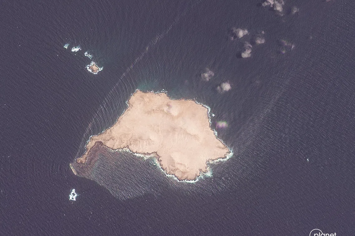 A satellite image shows an oil slick next to the Caroline Bezengi, a sanctioned vessel off the coast of the Dhofar Governorate, Oman, July 28, 2026. 2026 Planet Labs PBC/Handout via REUTERS