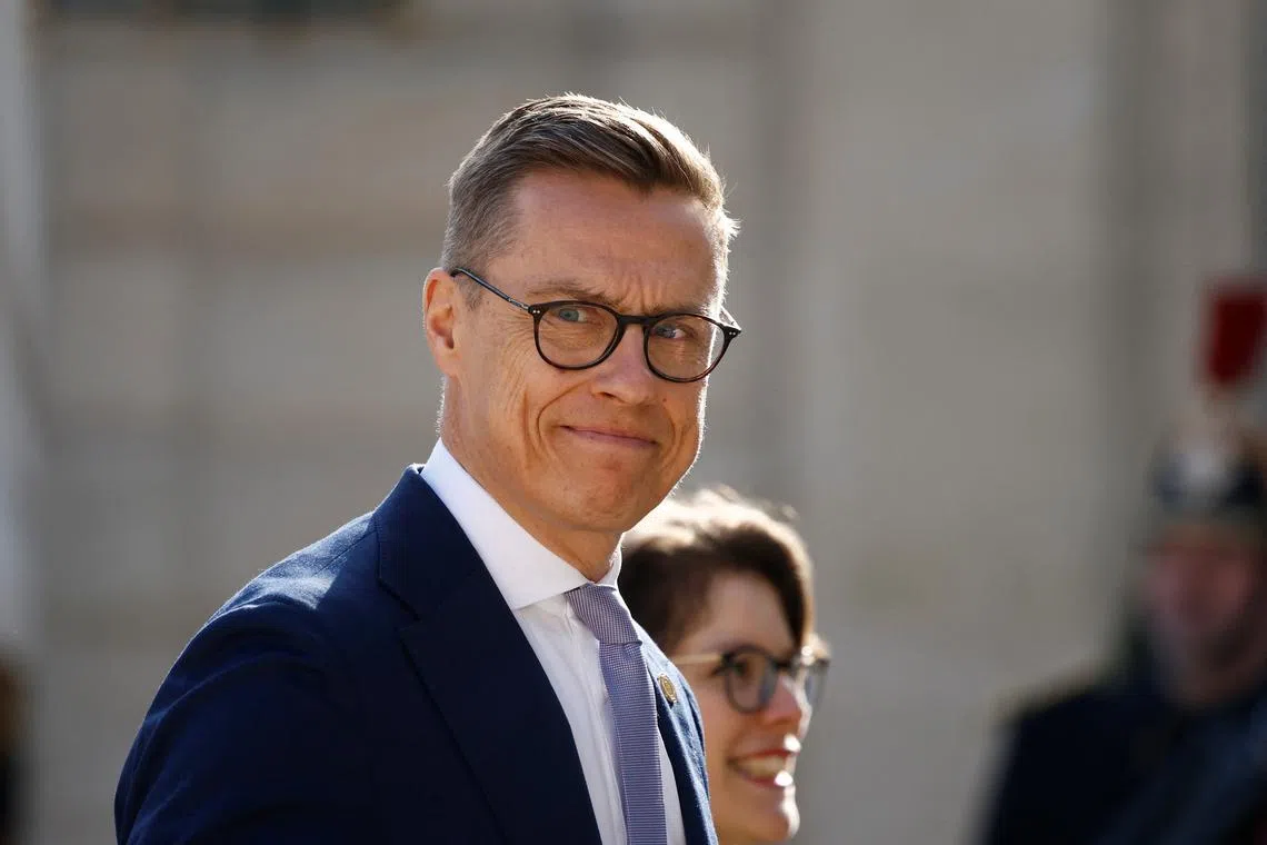 Finnish President Alexander Stubb reacts on the day of a meeting with European leaders and Ukraine's President Volodymyr Zelenskiy on peace and security for Ukraine, at the Elysee Palace in Paris, France, March 27, 2025. REUTERS/Sarah Meyssonnier/File Photo