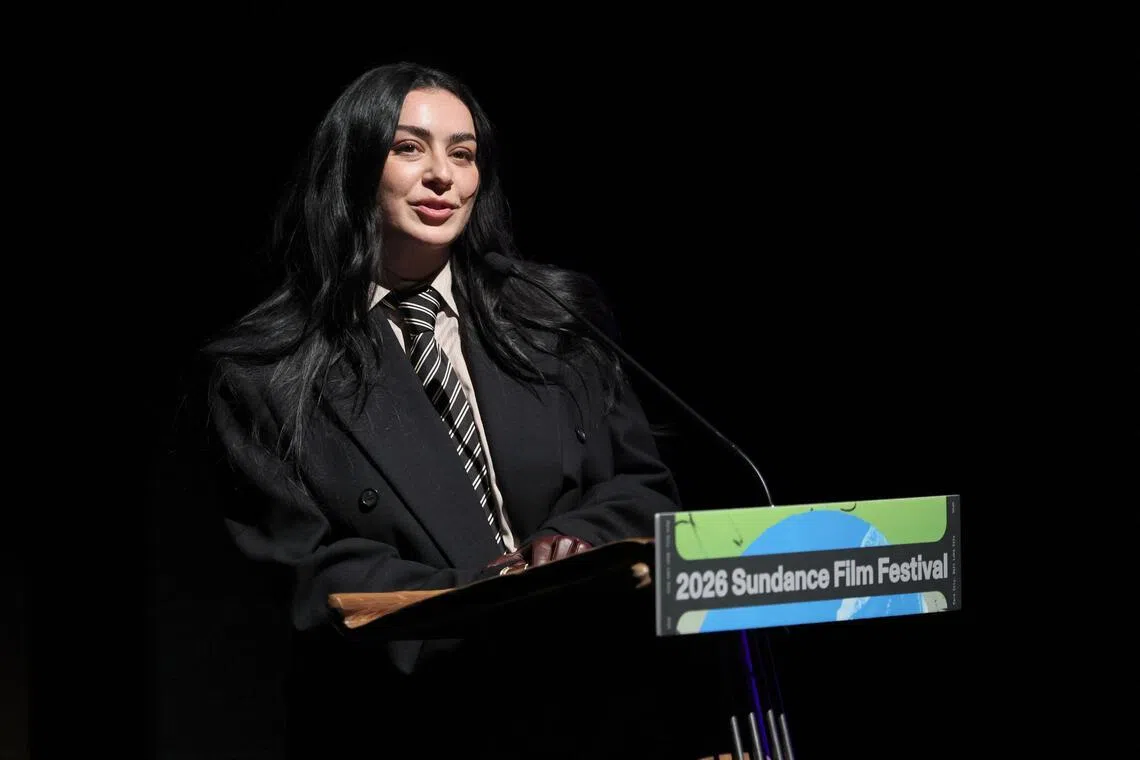 Charli XCX stars in three films that are screening at the 2026 Sundance Film Festival- The Moment and the ensemble pieces I Want Your Sex and The Gallerist.  at Eccles Center Theater on January 23, 2026 in Park City, Utah.   Dia Dipasupil/Getty Images/AFP (Photo by Dia Dipasupil / GETTY IMAGES NORTH AMERICA / Getty Images via AFP)