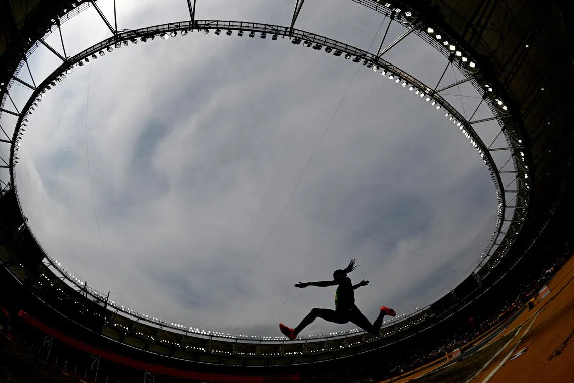 FILE PHOTO: Athletics - World Athletics Championship - Women's Long Jump - National Athletics, Budapest, Hungary - August 19, 2023 General view during of an athlete in action REUTERS/Dylan Martinez/File Photo