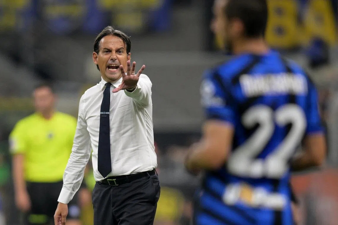 Soccer Football - Serie A - Inter Milan v Atalanta - San Siro, Milan, Italy - August 30, 2024 Inter Milan coach Simone Inzaghi reacts REUTERS/Daniele Mascolo