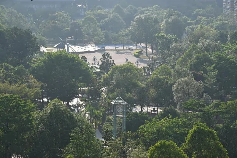 Hazy conditions at Tampines Central Park at 8.25am on March 24.