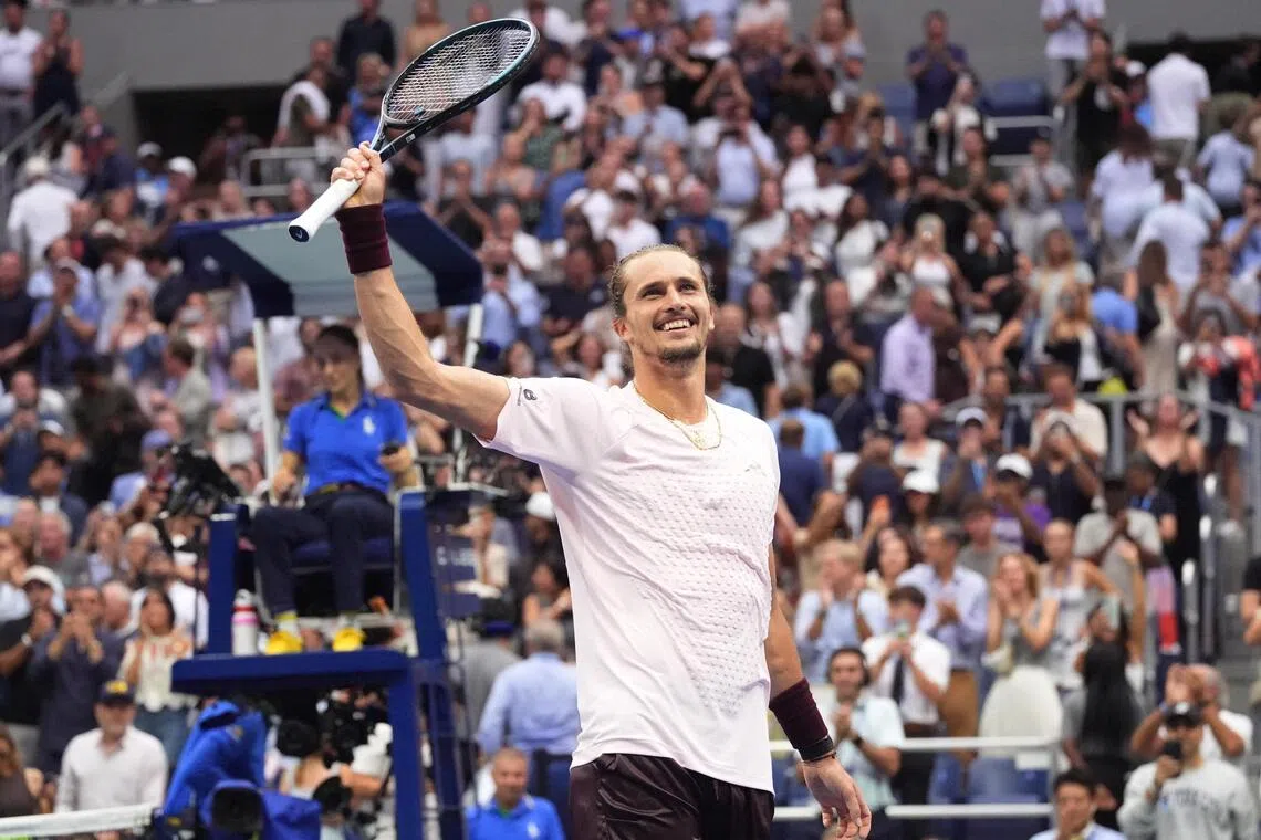 Tennis - U.S. Open - Flushing Meadows, New York, United States - September 13, 2026
Germany's Alexander Zverev celebrates after winning the men's singles final against Ben Shelton of the U.S. IMAGN IMAGES via Reuters/Robert Deutsch