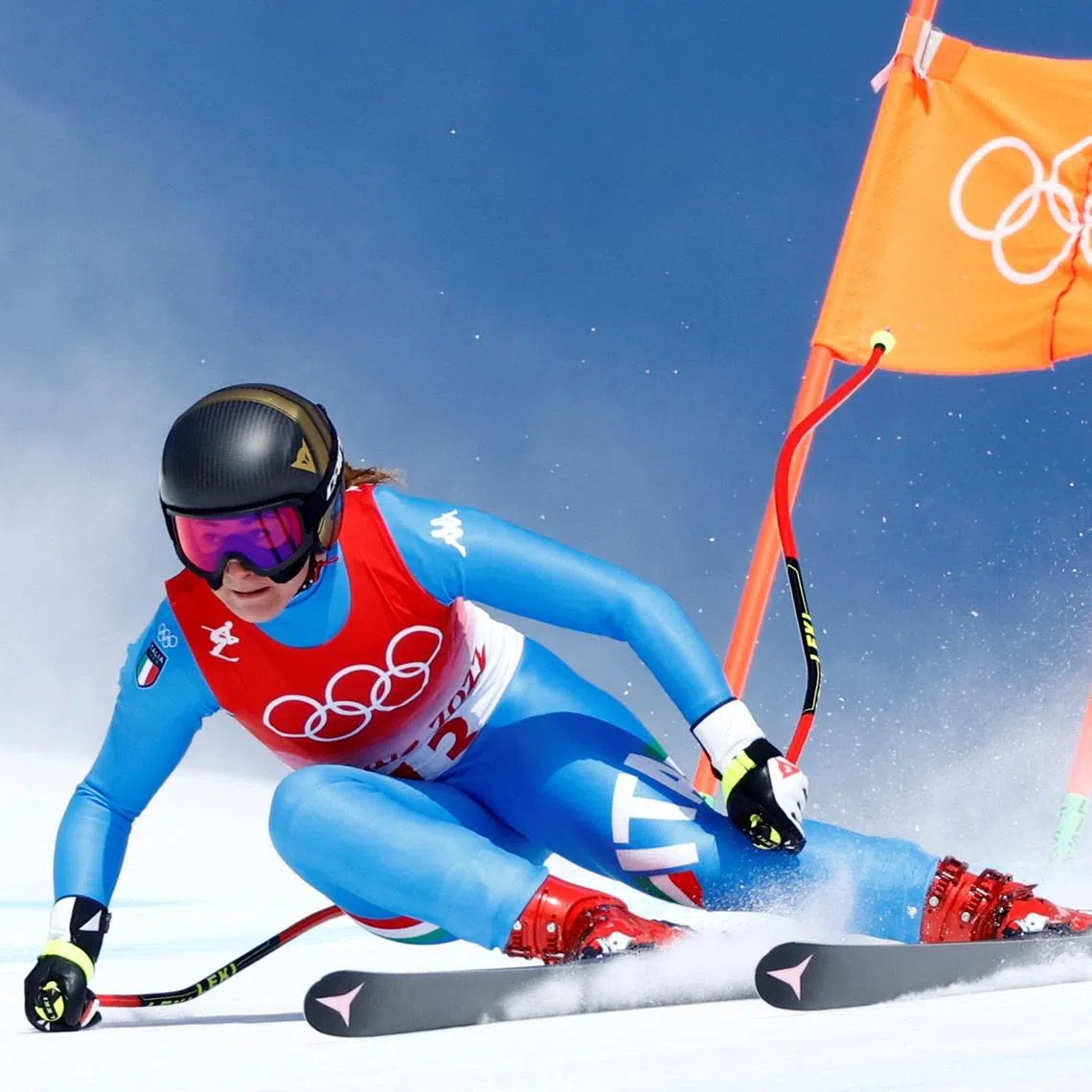 FILE PHOTO: 2022 Beijing Olympics - Alpine Skiing - Women's Downhill - National Alpine Skiing Centre, Yanqing district, Beijing, China - February 15, 2022. Sofia Goggia of Italy in action. REUTERS/Christian Hartmann/File Photo