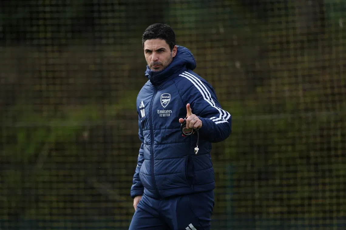 Soccer Football - UEFA Champions League - Arsenal Training - Arsenal Training Centre, London Colney, Britain - March 16, 2026 Arsenal manager Mikel Arteta during training Action Images via Reuters/Andrew Boyers