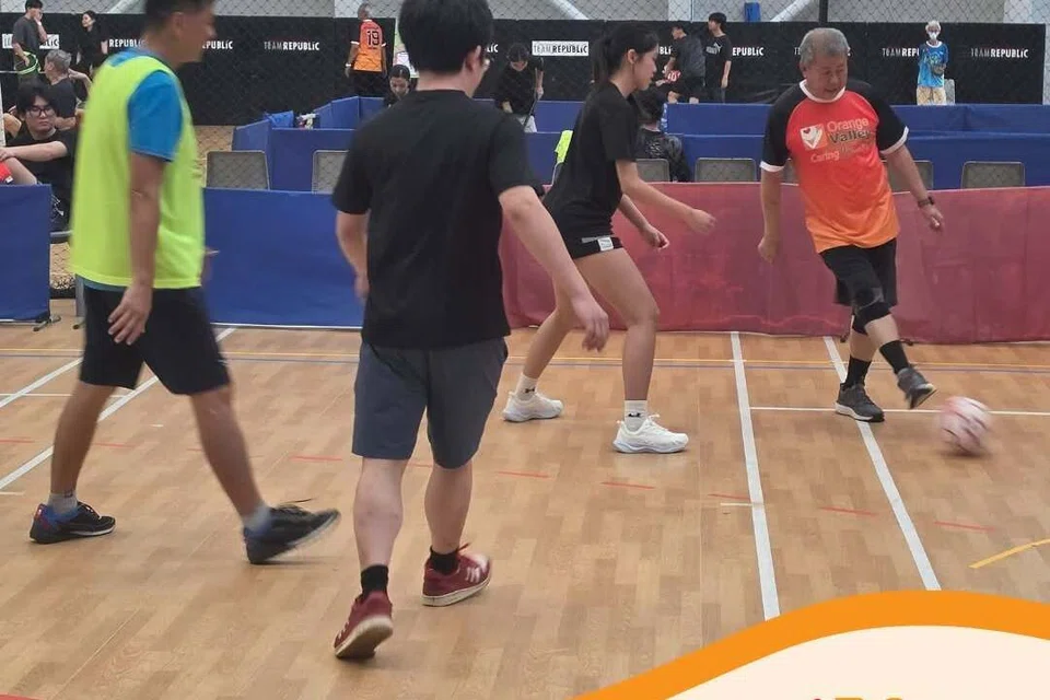 Friendly match between seniors from Orange Valley’s Walking Football team and Republic Polytechnic students.