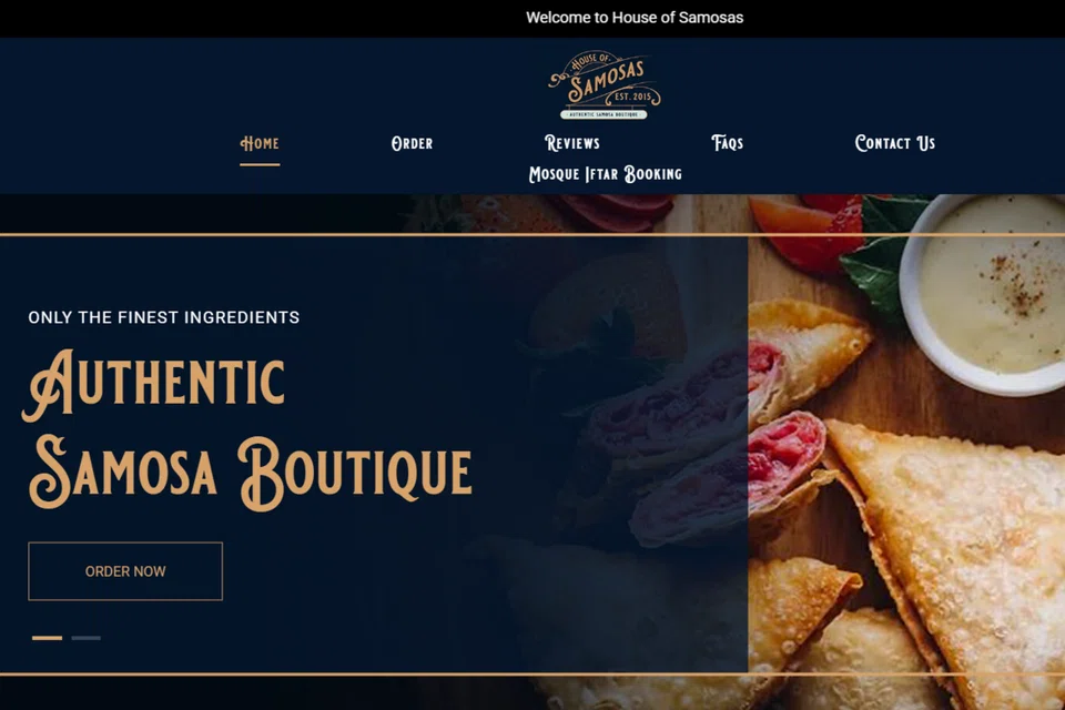 House of Samosas’ updated website.
