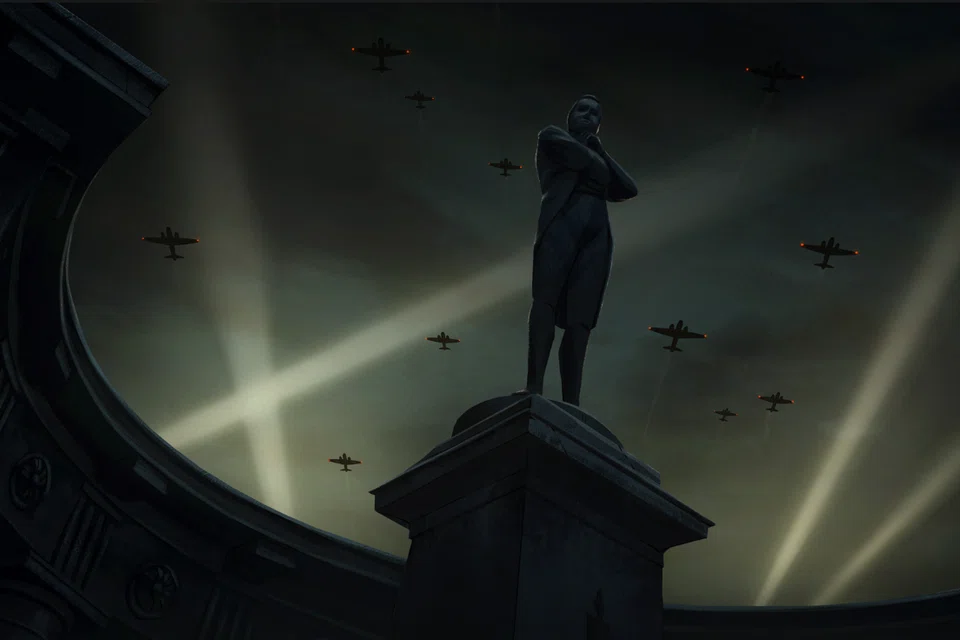 A scene from the animated film, The Violinist.