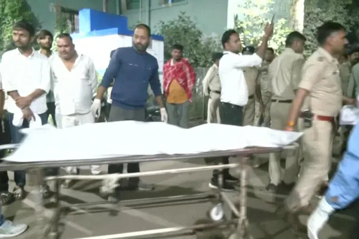 The body of a victim is brought to a hospital after a truck lost control and ran over people causing multiple casualties, in Gwalior, India, October 18, 2026 in this screengrab taken from a handout video.