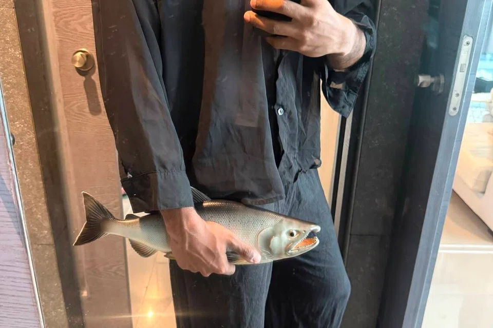 Mr Sheearam’s fish bag that resembles salmon.