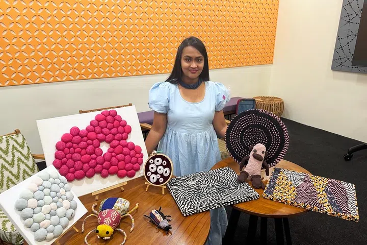 Roopa Sirisha, owner of Scrapplique Galore, with her handmade products.