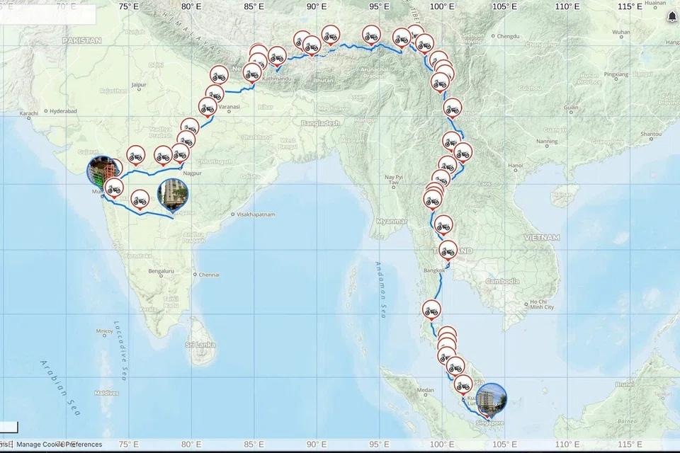 Mr Narayanachar’s overall journey and stops that he made.