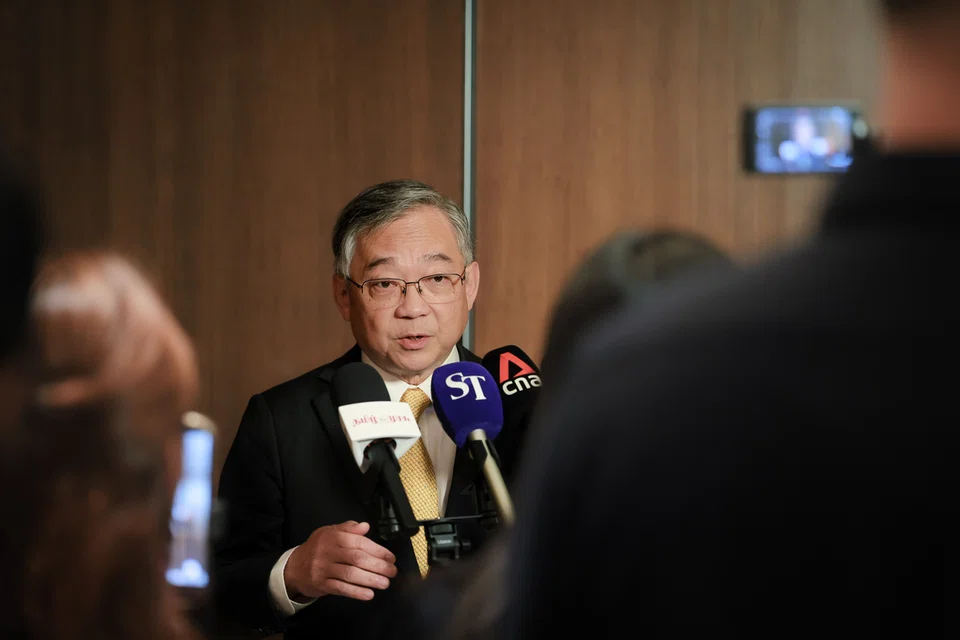 Deputy Prime Minister and Minister for Trade and Industry Gan Kim Yong speaks to the media during a doorstop after the fourth India-Singapore Ministerial Roundtable at Shangri-La Singapore on Aug 20.