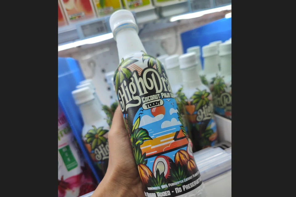 A bottle of HighDrate’s toddy in Sheng Siong supermarkets.
