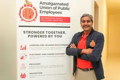 AUPE General Secretary and Labour NMP Sanjeev Kumar Tiwari at the AUPE@750 office in Upper Serangoon.