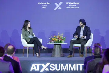 Mr Ajay during his fireside chat at ATX Summit 2026 held at Capella Singapore.