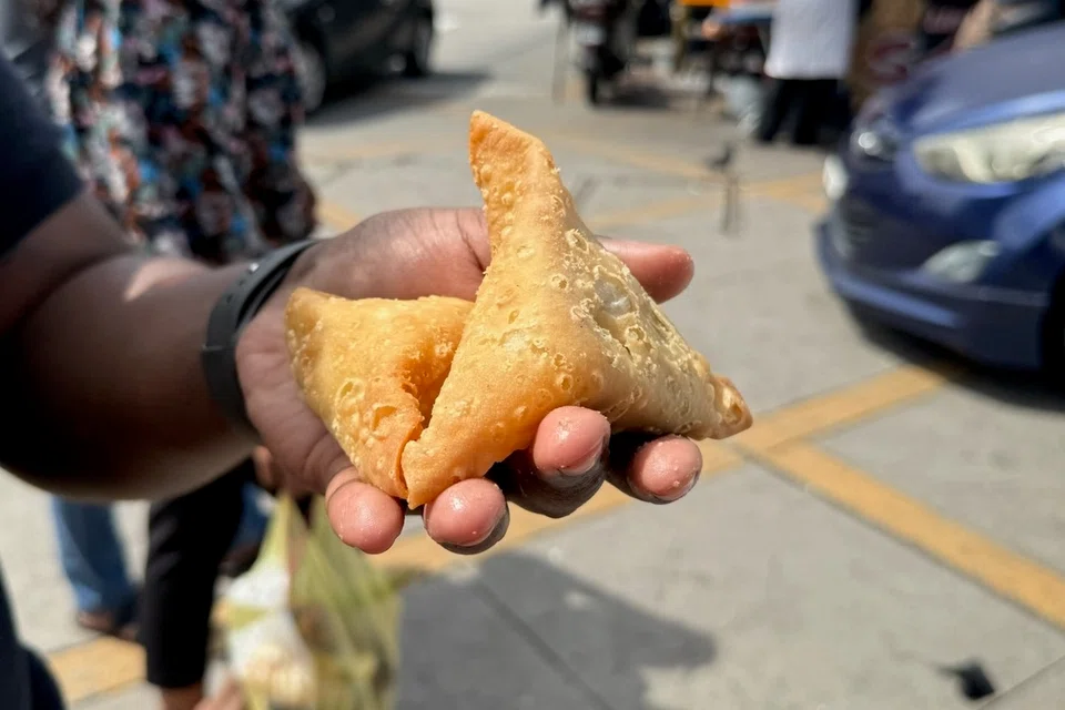 A couple of samosas from the Penang Famous Samosa roadside stall in Little India.