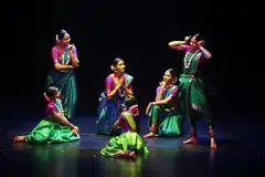 Radhe Jaggi (centre) with other dancers during the anumArga performance at the Esplanade Waterfront Theatre.