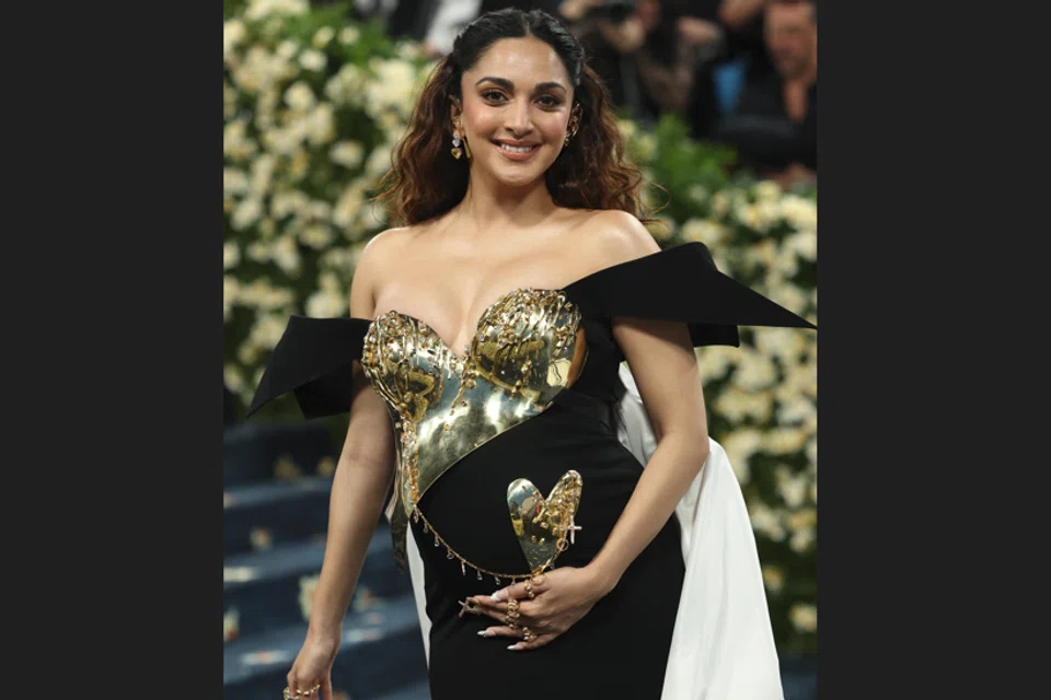 Kiara Advani poses during the Met Gala, an annual fundraising gala held for the benefit of the Metropolitan Museum of Art’s Costume Institute with this year’s theme ‘Superfine: Tailoring Black Style,’ in New York City, New York, U.S., May 5, 2025.