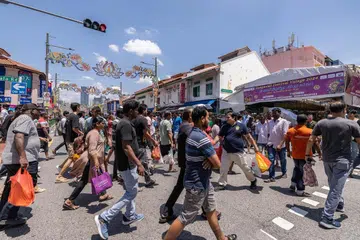 A mix of foreigners and locals in Little India.