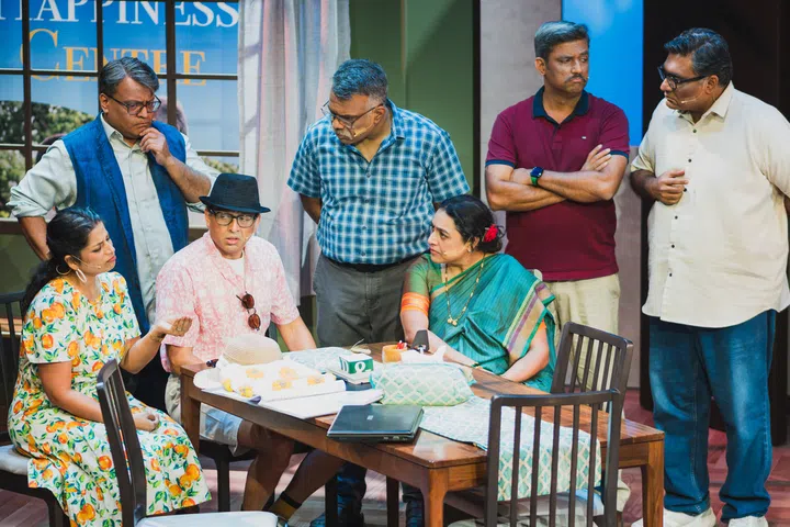 A scene from Sanjya Chhaya featuring the entire cast.