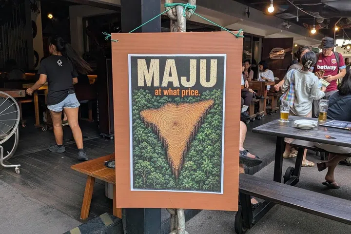 A poster made by residents hoping to protect Maju Forest against development, at a community-initiated dialogue at Handlebar at Gillman Barracks