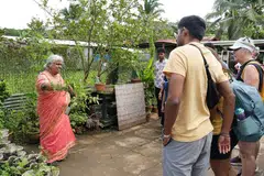Mrs Lalithamma Nair educating people about sustainable farming at the Nature Nook @ Kranji Gallop Farm Resort.