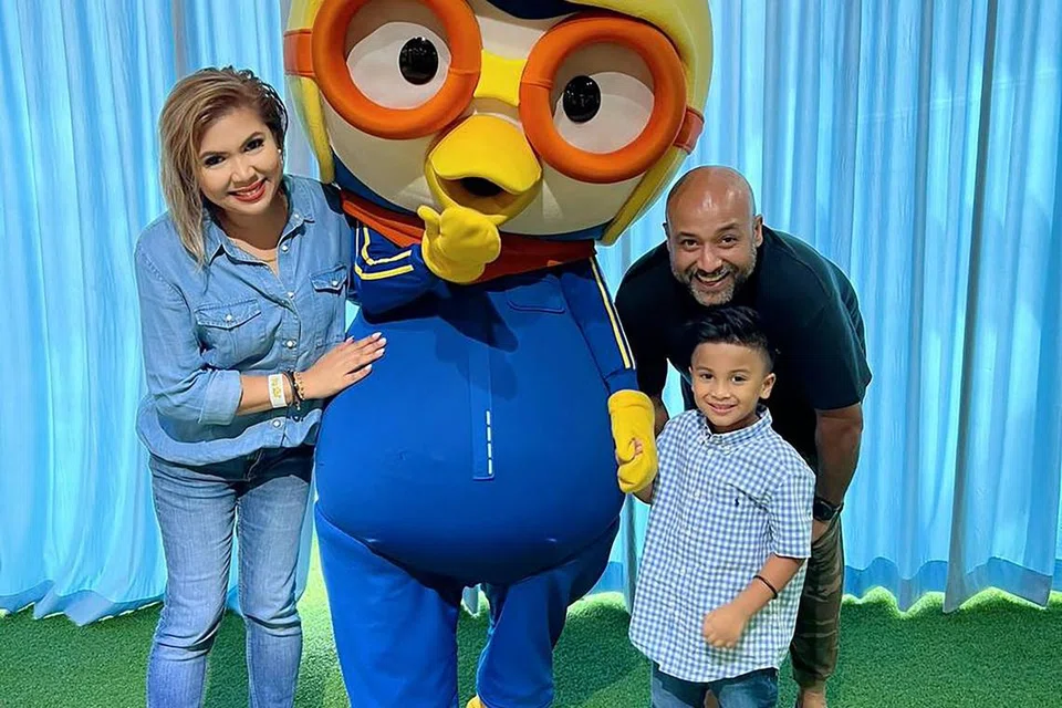 Mrs Angelene Hermann with her husband Melvinder Singh and son Ayden.
