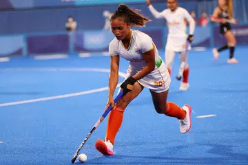 Lalremsiami in action against Argentina at the 2020 Olympics in Tokyo.