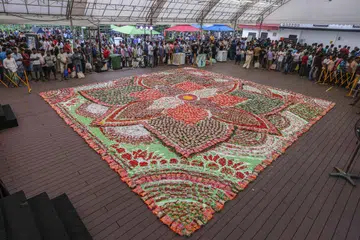 The artwork was recorded in the Singapore Book of Records for the largest rangoli made up of traditional Indian sweets and snacks. 