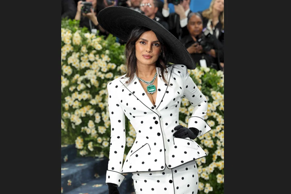 Priyanka Chopra attends the 2025 Met Gala Celebrating “Superfine: Tailoring Black Style” at Metropolitan Museum of Art on May 05, 2025 in New York City.