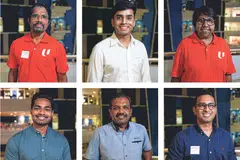 (Clockwise from top left) President of Singapore Tamil Teachers’ Union Danapal Kumar;  Medical staff Rajendran Rajesh; NTUC President K. Thanaletchimi; lawyer Haran Sugumaran; SINDA CEO Anbarasu Rajendran; NMP Haresh Singaraju.