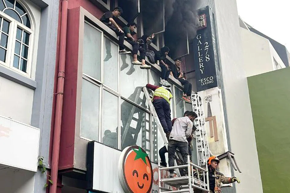 The fire that broke out at a shophouse in River Valley Road on April 8.