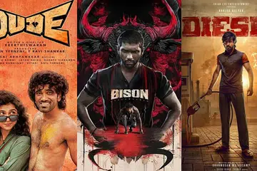 Pradeep Ranganathan (Dude), Dhruv Vikram (Bison Kaalamaadan), and Harish Kalyan (Diesel).