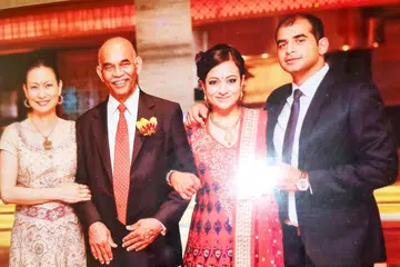 His wife, Ms Susan de Silva, Mr Chandra Mohan with daughter, Dhania and son, Valmiki.