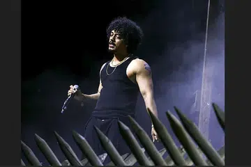 Hanumankind performing at Coachella in Indio, California.