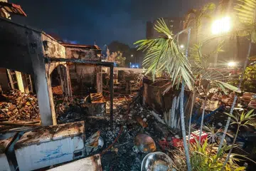The fire broke out at a two-storey house in Simon Lane.