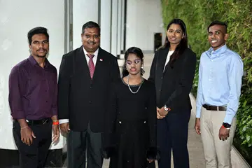 Award finalists (from far left) Mr Elumalai Sarath Kumar, Mr Subash Saminathan, Mackenzia Gabriella, Ms Priyadashani Mohamed Husain, and Mr Selva Raju. 