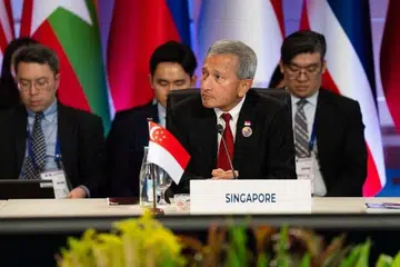Foreign Minister Vivian Balakrishnan at the ASEAN post-ministerial conference with the UK in Manila on July 22.