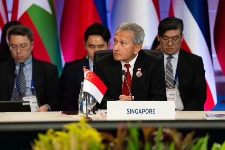 Foreign Minister Vivian Balakrishnan at the ASEAN post-ministerial conference with the UK in Manila on July 22.