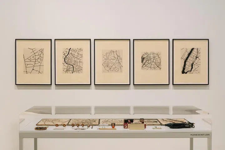 Zarina’s fascination with architecture and flying planes heavily influenced her pieces featuring overhead maps and city layouts.