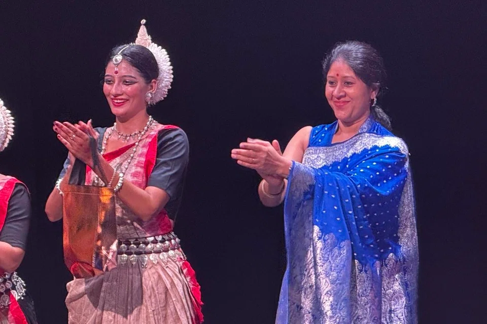 Ms Guru Aruna Mohanty (left) and Ms Indu Vijay (lady in blue saree).