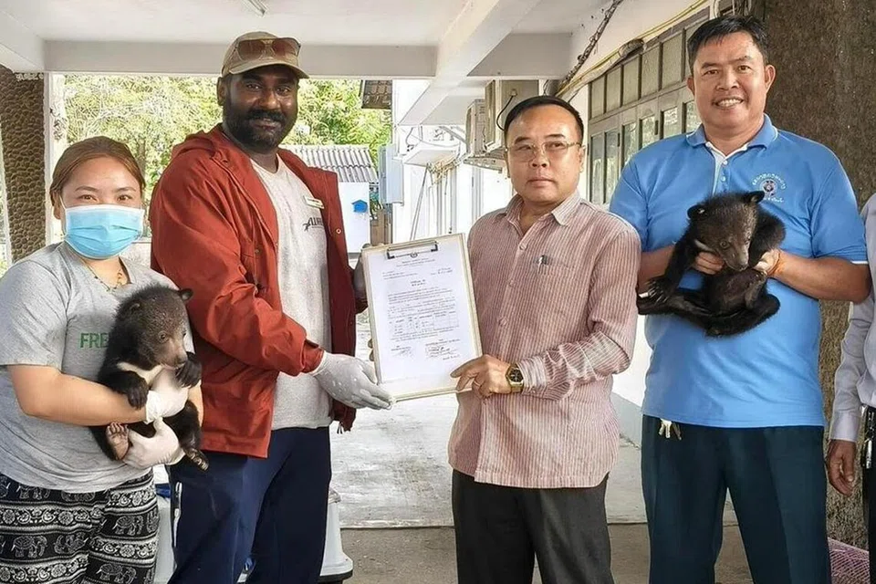 Karthiriish (second from left) has helped rescue 30 bears since joining Free the Bears.