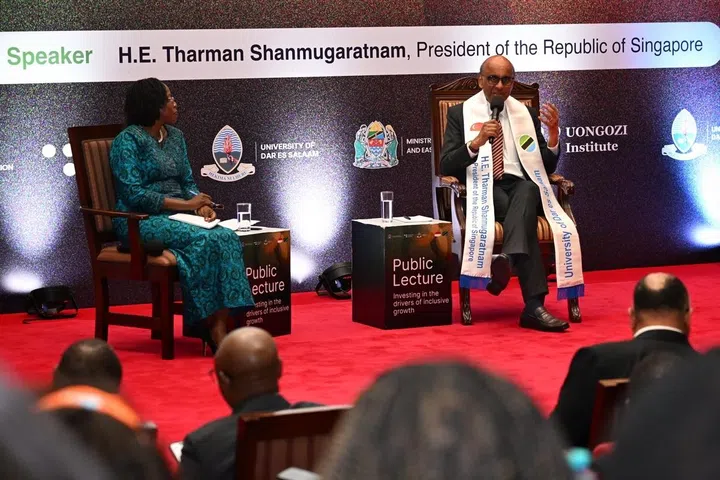 President Tharman Shanmugaratnam at a Singapore-Tanzania joint business forum in Tanzania on June 9.